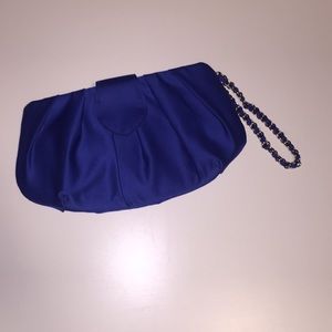 Royal blue satin wristlet